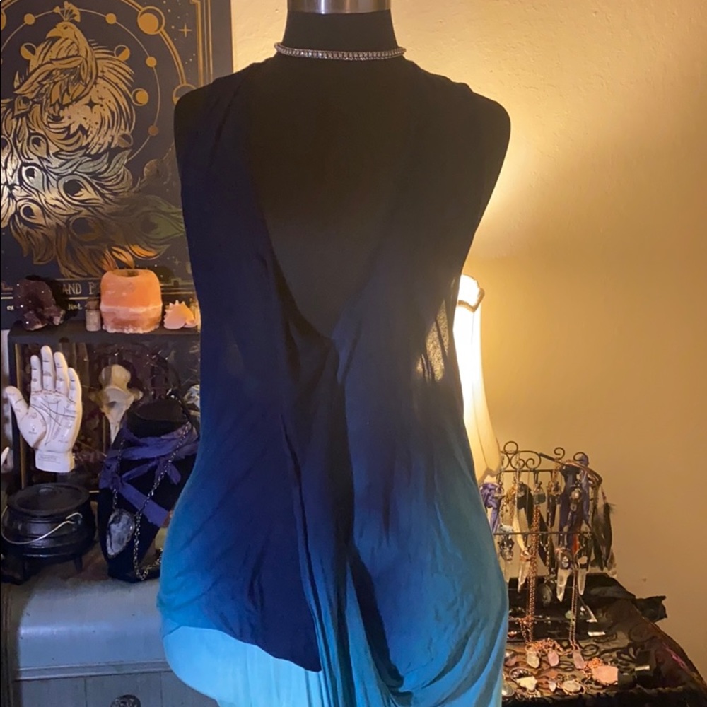 Ombré Blue turquoise asymmetrical tunic!
